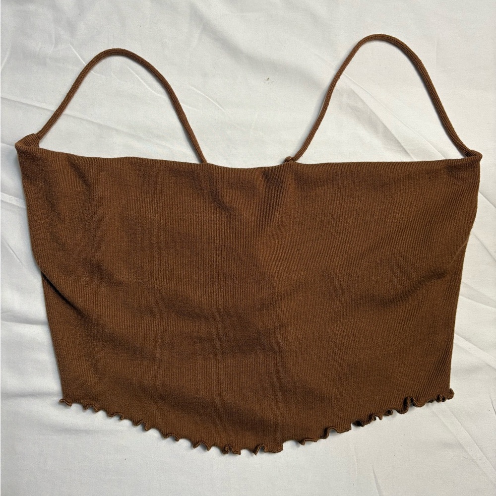 Urban Outfitters Chic Brown Spaghetti Strap Crop Top Size S